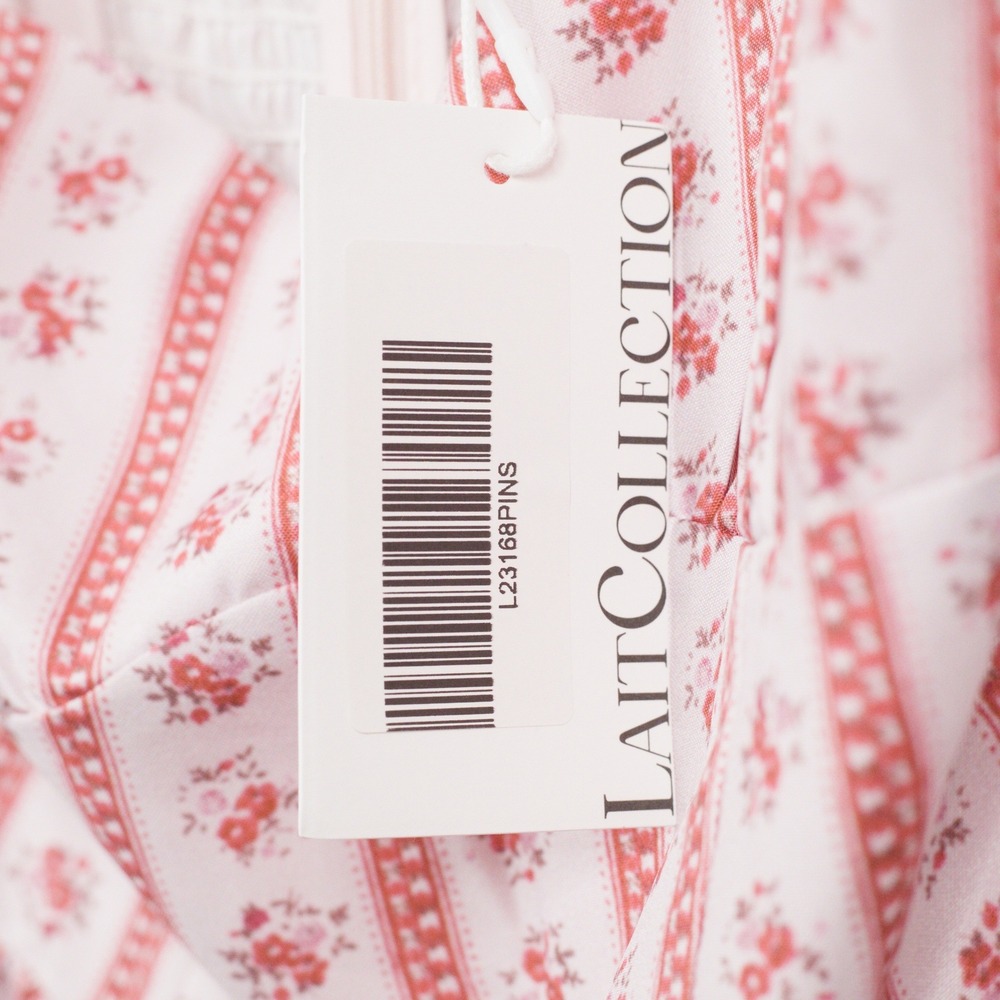 LAIT COLLECTION Floral Stripe Smocked Midi Dress Cottagecore Coquette S NWT - Picture 7 of 7